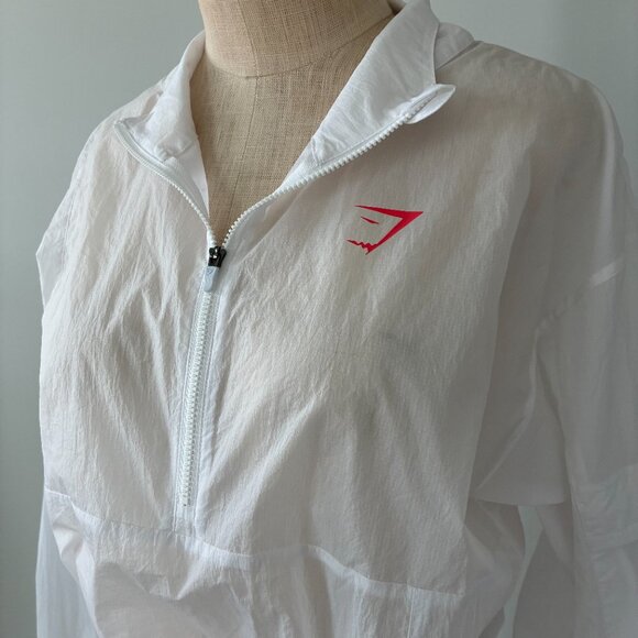 Gymshark Pulse White Woven Windbreaker Cropped Jacket - Picture 2 of 13
